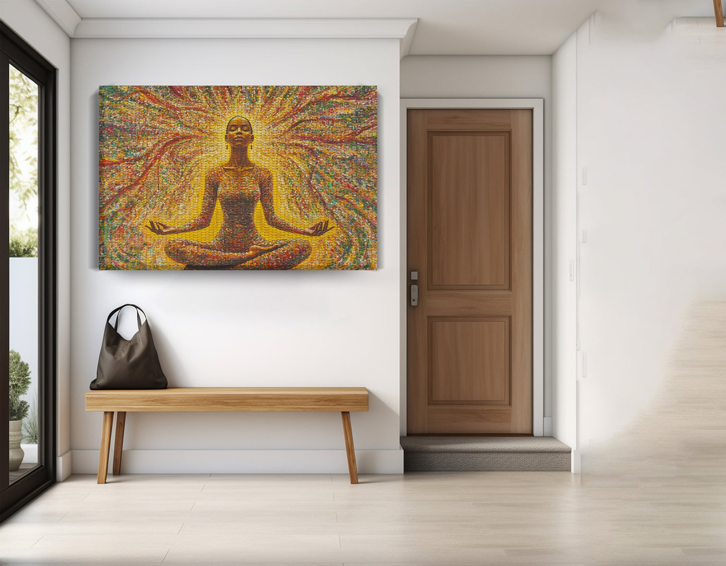 Golden Black Woman Meditation African American wall art view 17