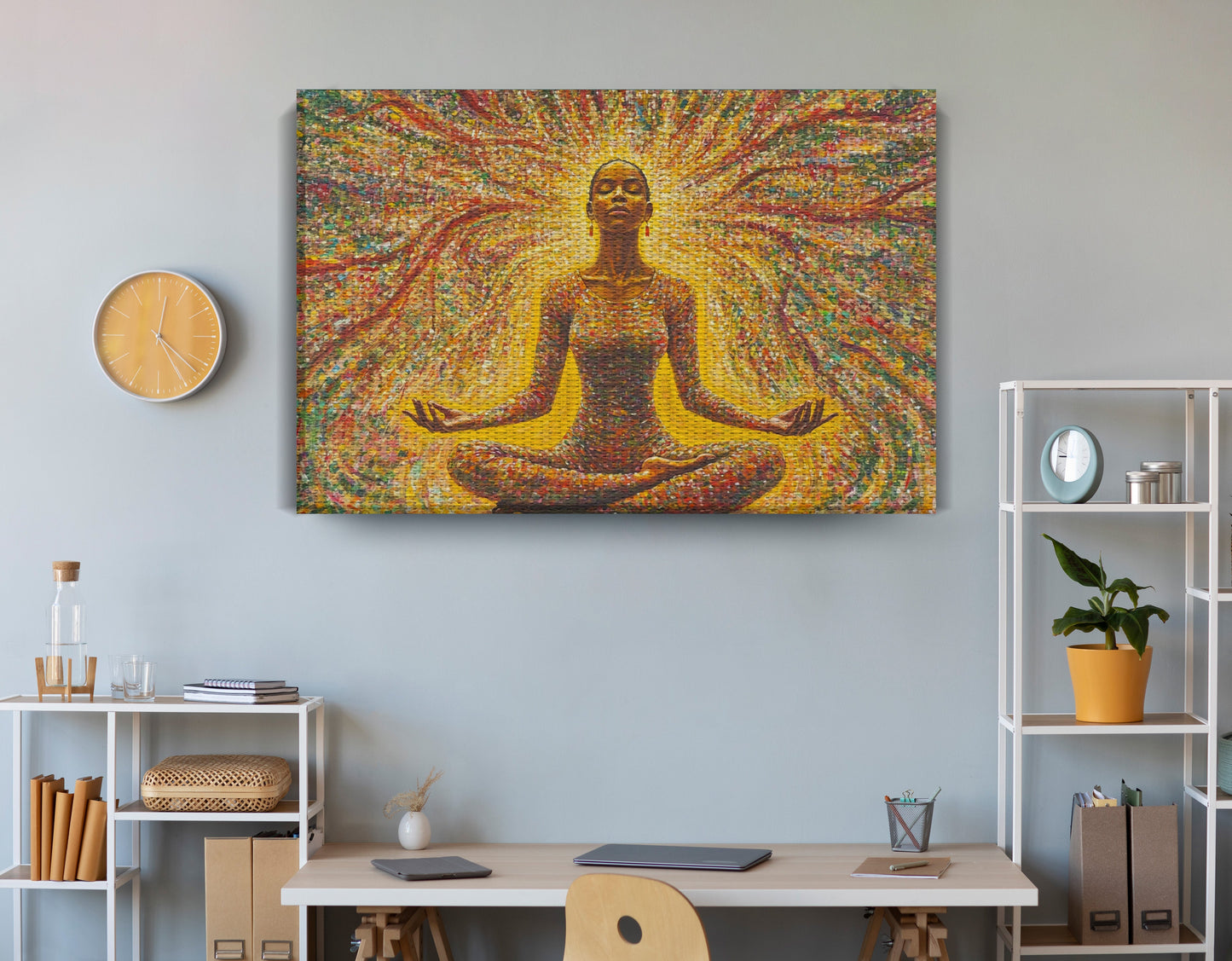 Golden Black Woman Meditation African American wall art view 18