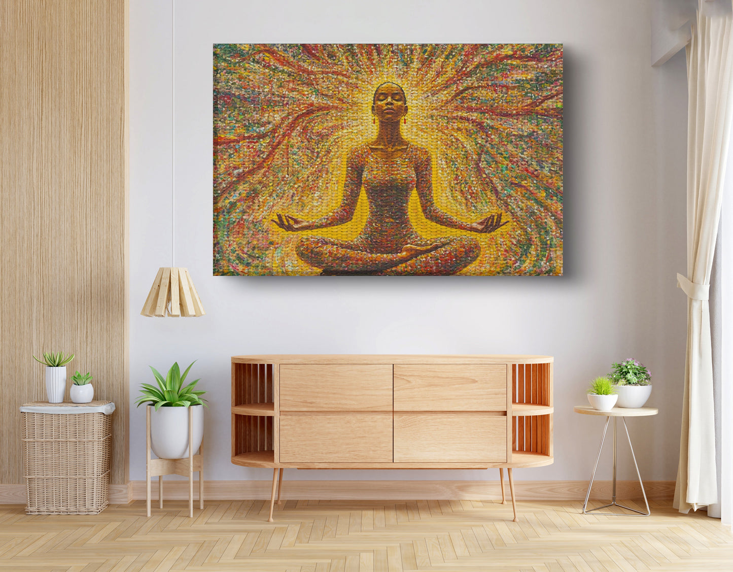 Golden Black Woman Meditation African American wall art view 14