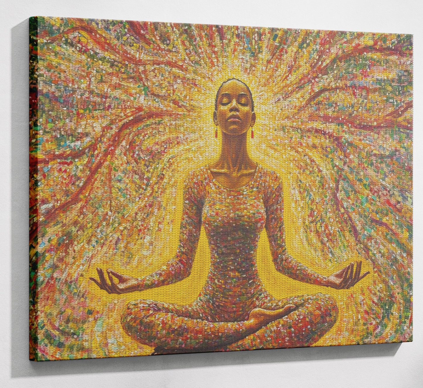 Golden Black Woman Meditation African American wall art view 13