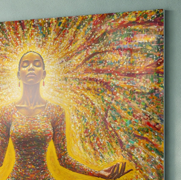 Golden Black Woman Meditation African American wall art view 22