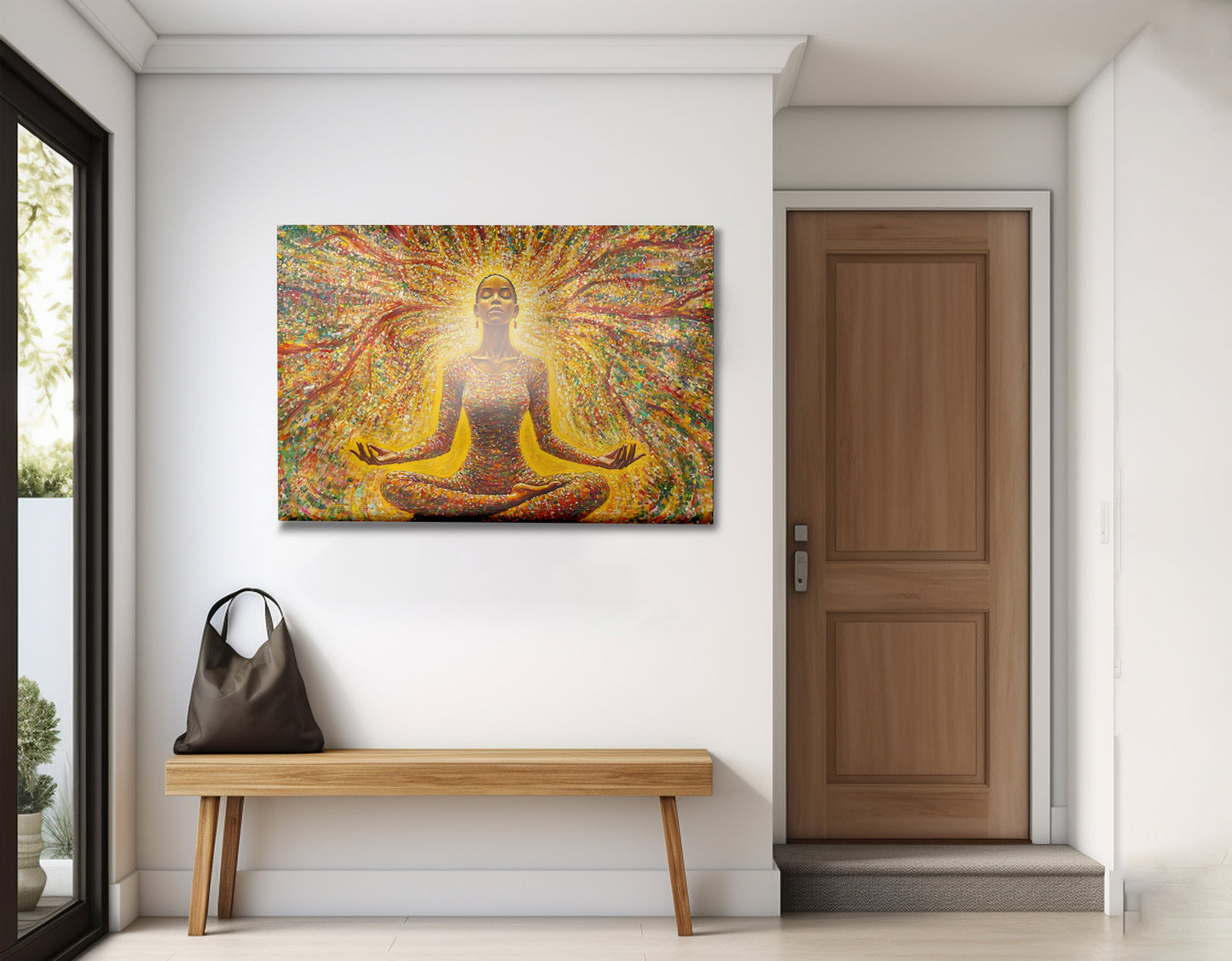 Golden Black Woman Meditation African American wall art view 23