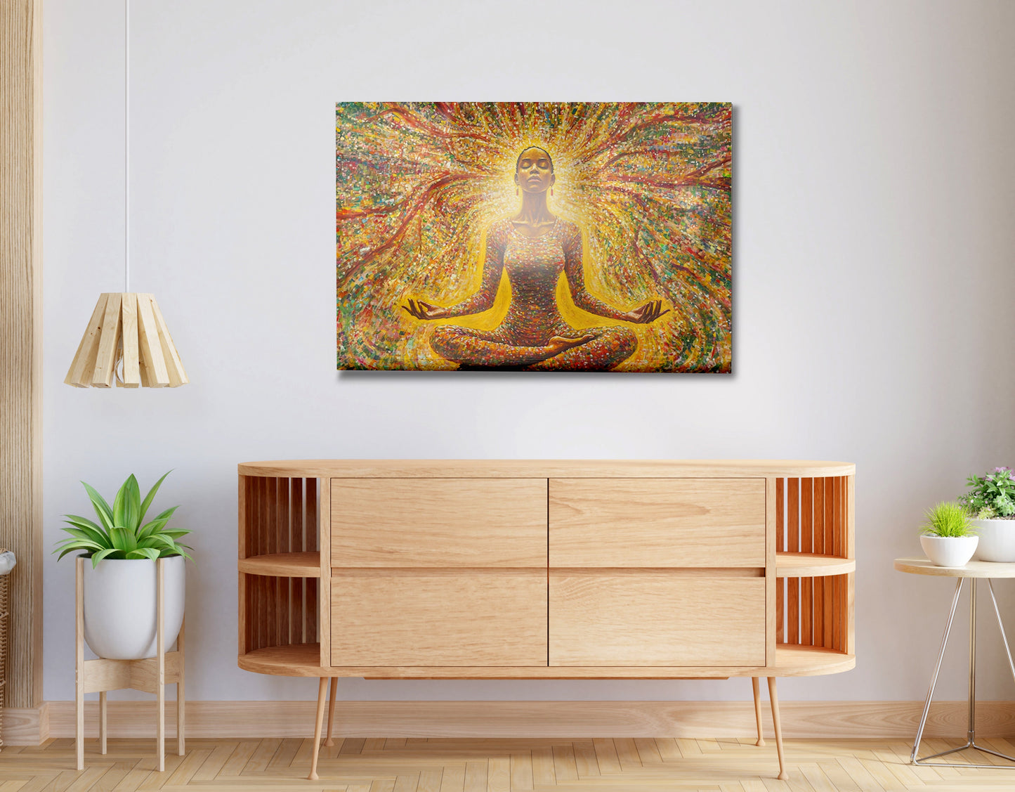 Golden Black Woman Meditation African American wall art view 20