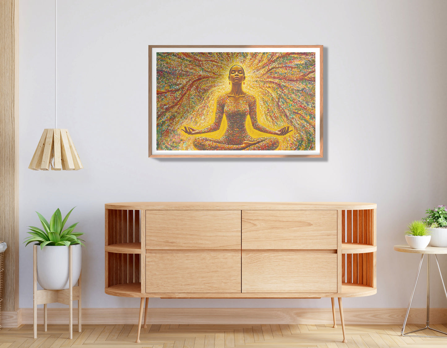 Golden Black Woman Meditation African American wall art view 80
