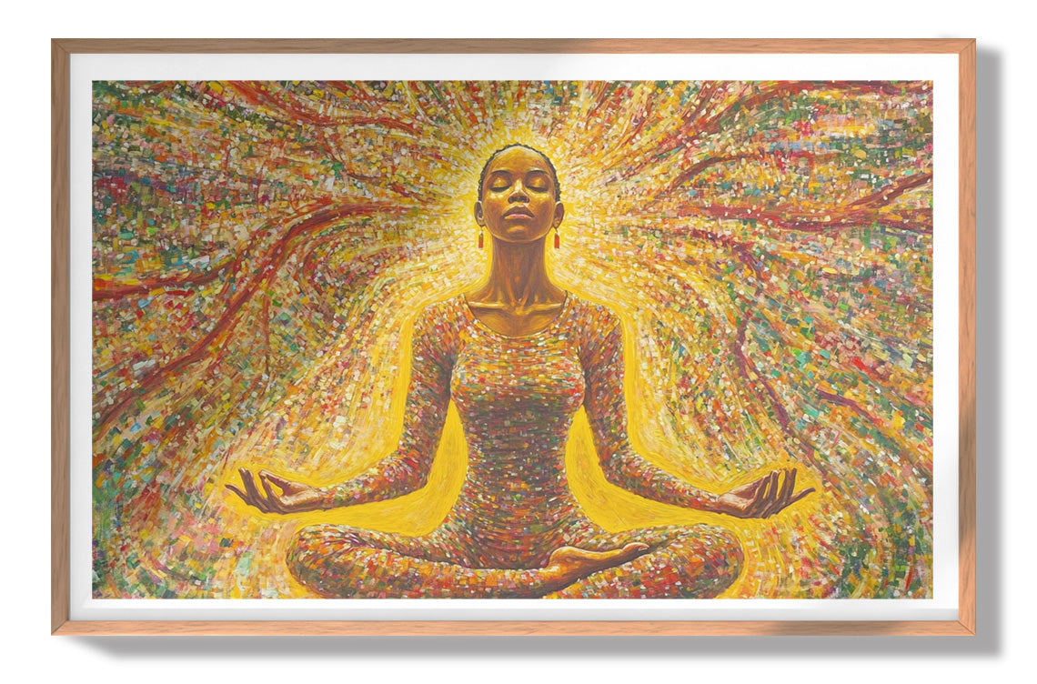 Golden Black Woman Meditation African American wall art view 79