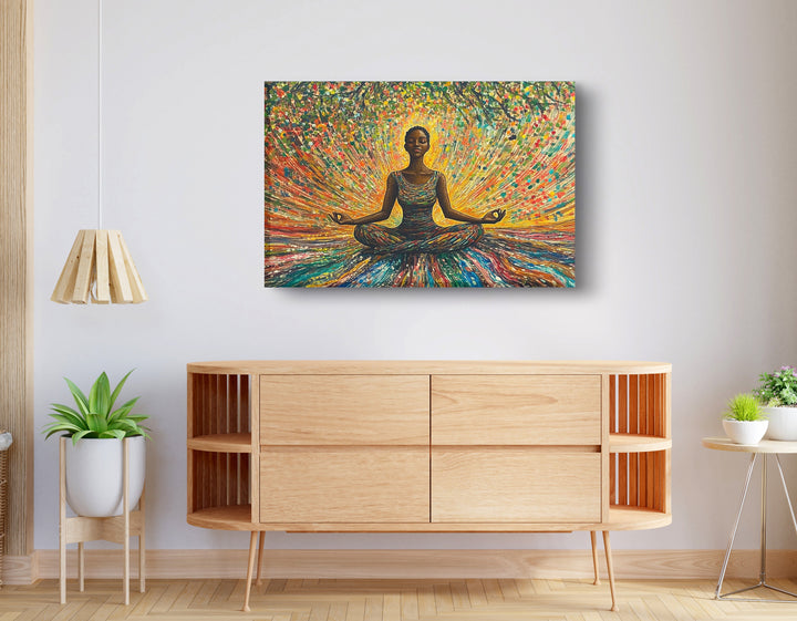 Black Woman Colorful Meditation Wall Art
