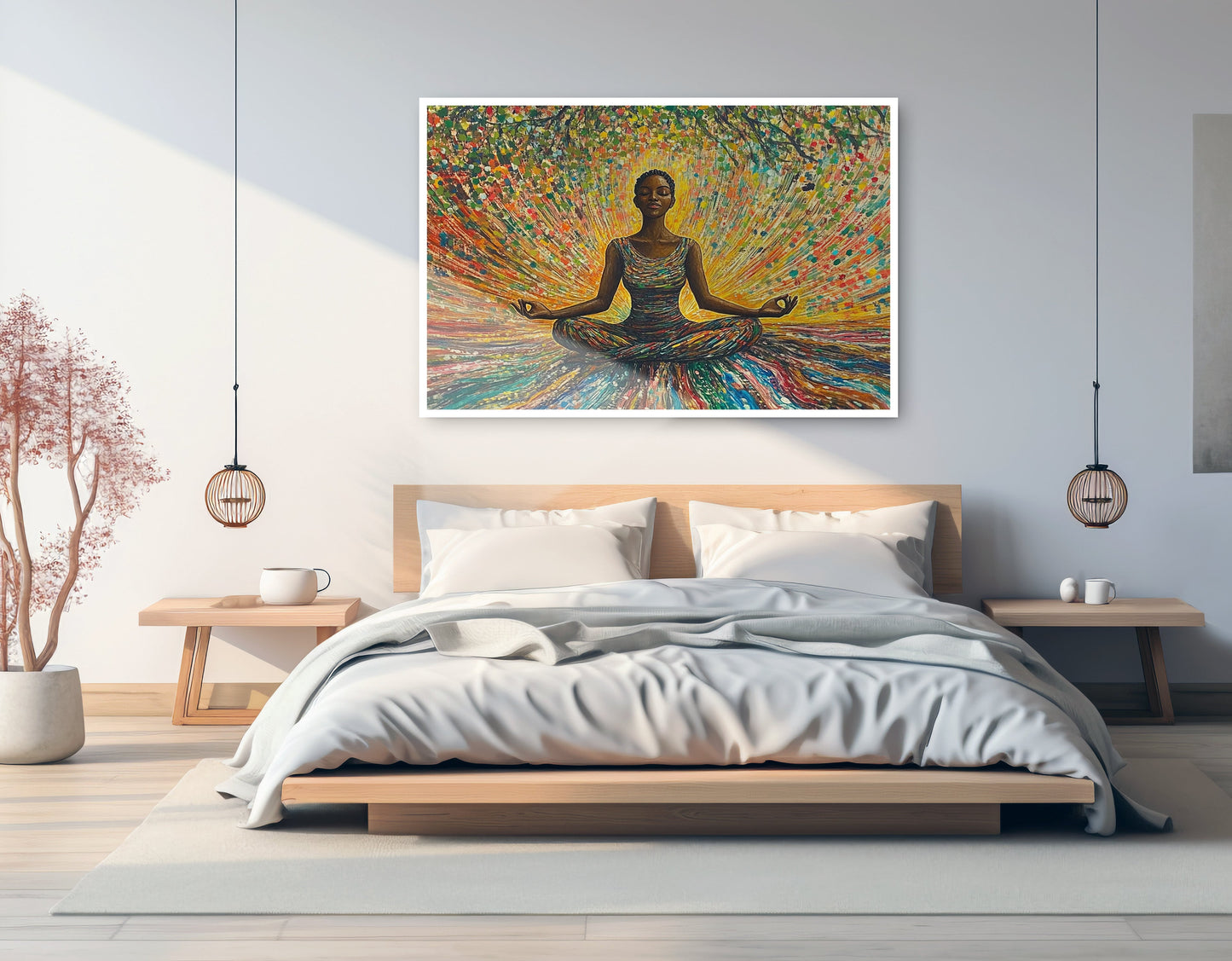 Black Woman Colorful Meditation African American wall art artwork view