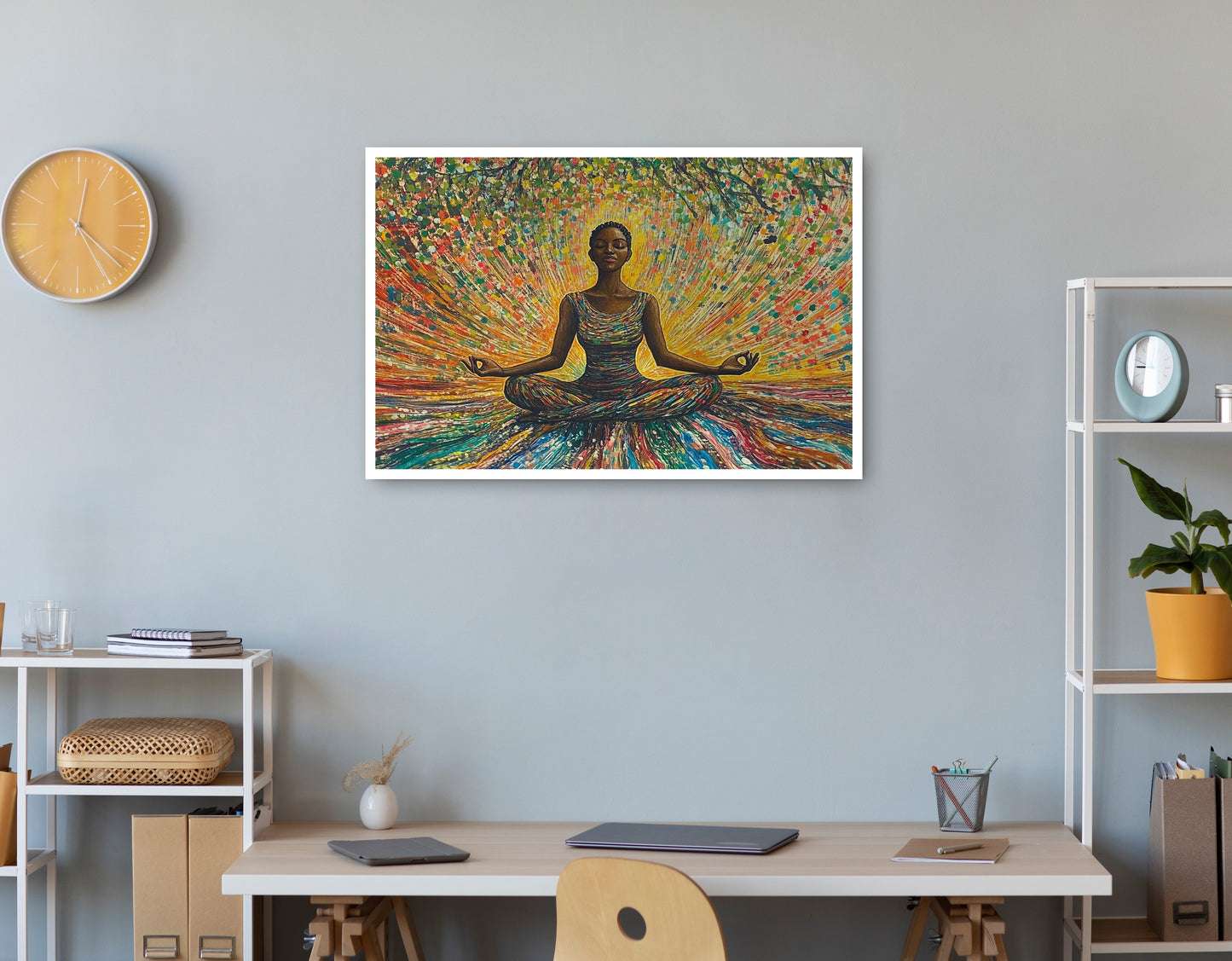 Black Woman Colorful Meditation African American wall art print view