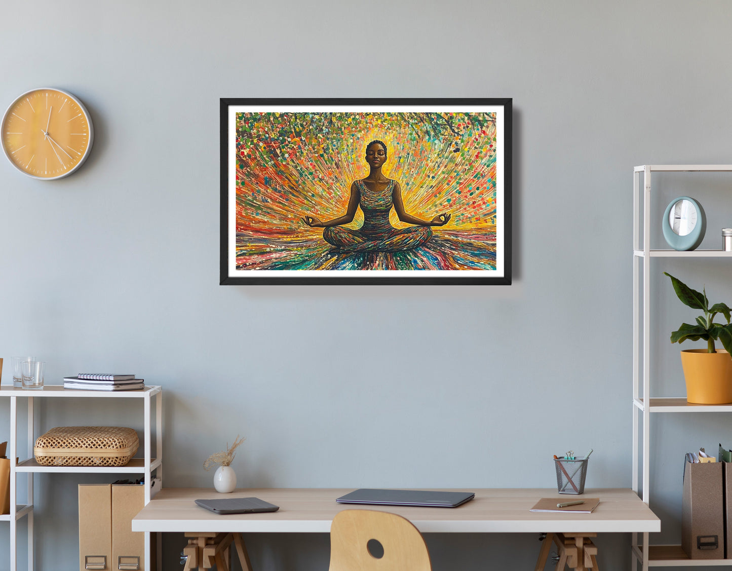 Black Woman Colorful Meditation African American wall art view 72
