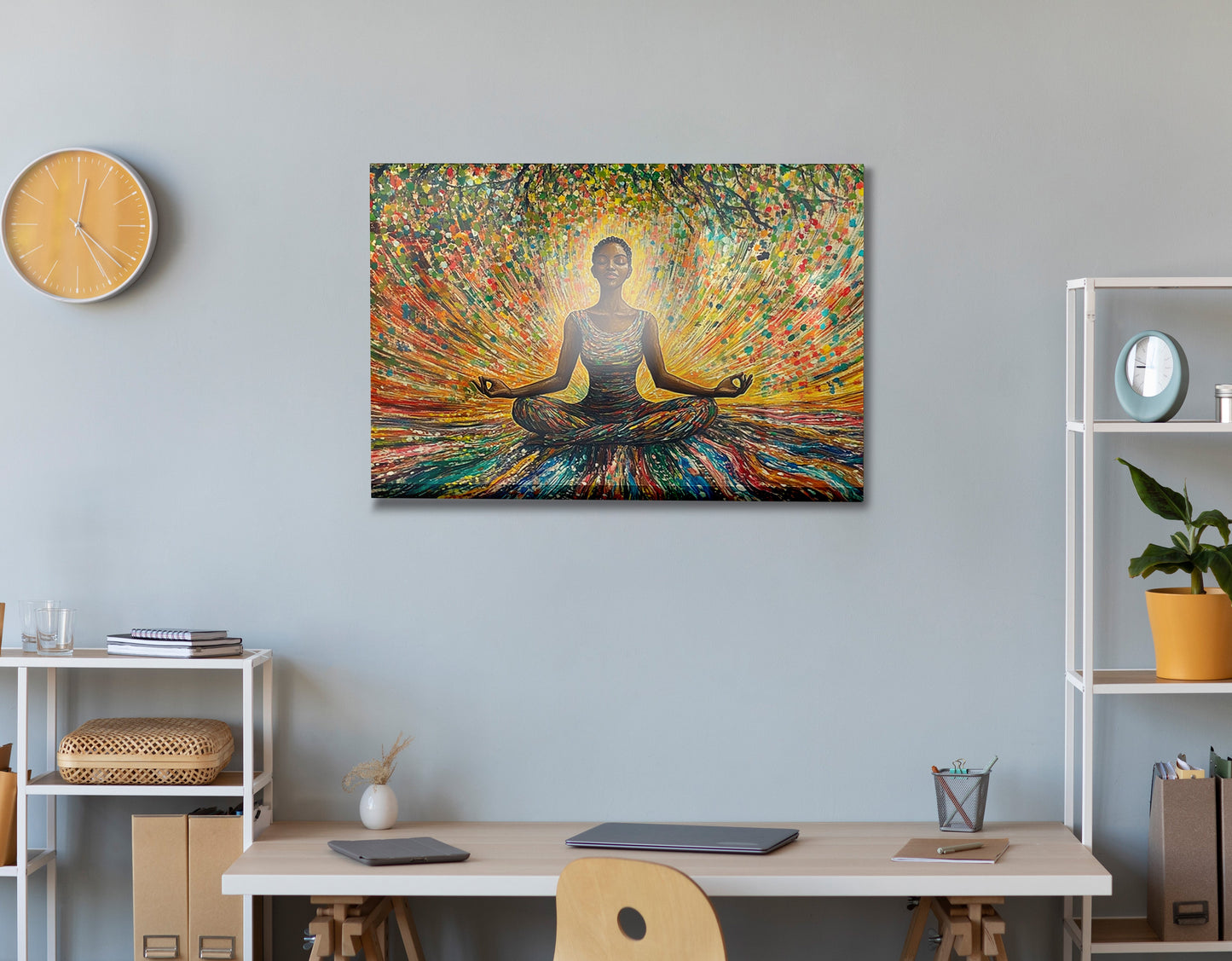 Black Woman Colorful Meditation African American wall art view 24