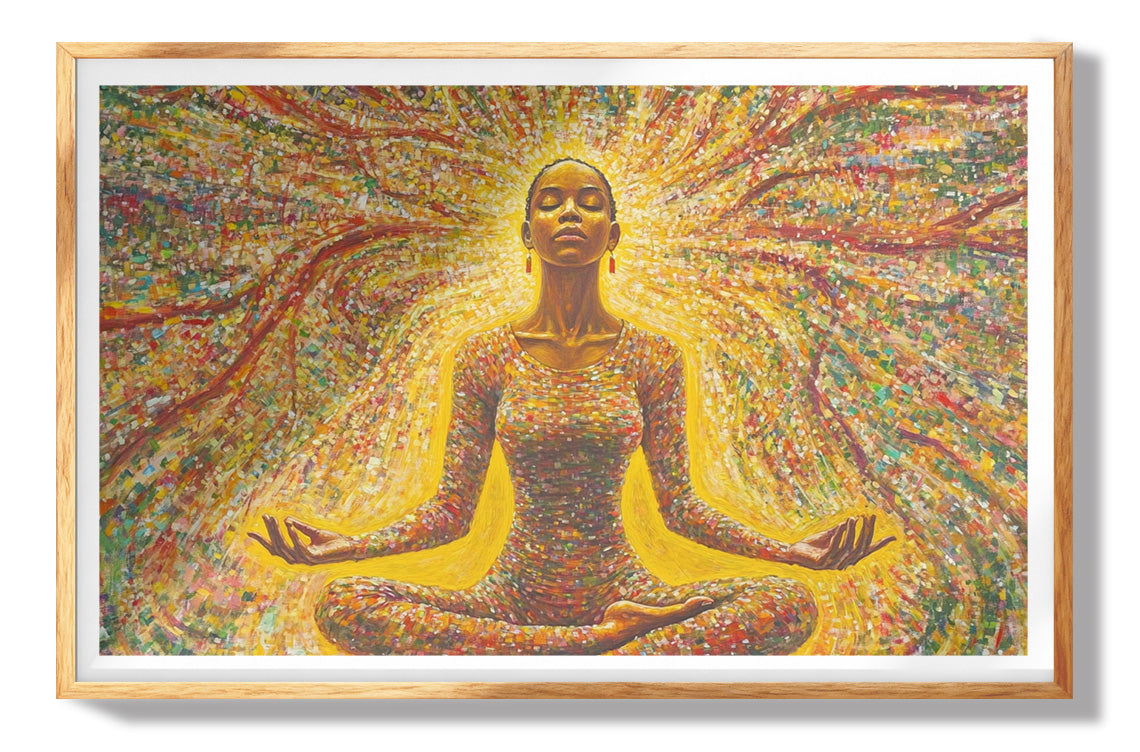 Black Woman Green Meditation African American wall art view 73