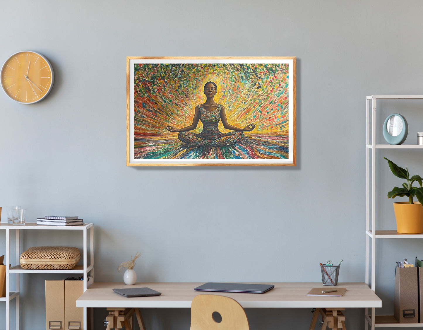 Golden Black Woman Meditation African American wall art view 78