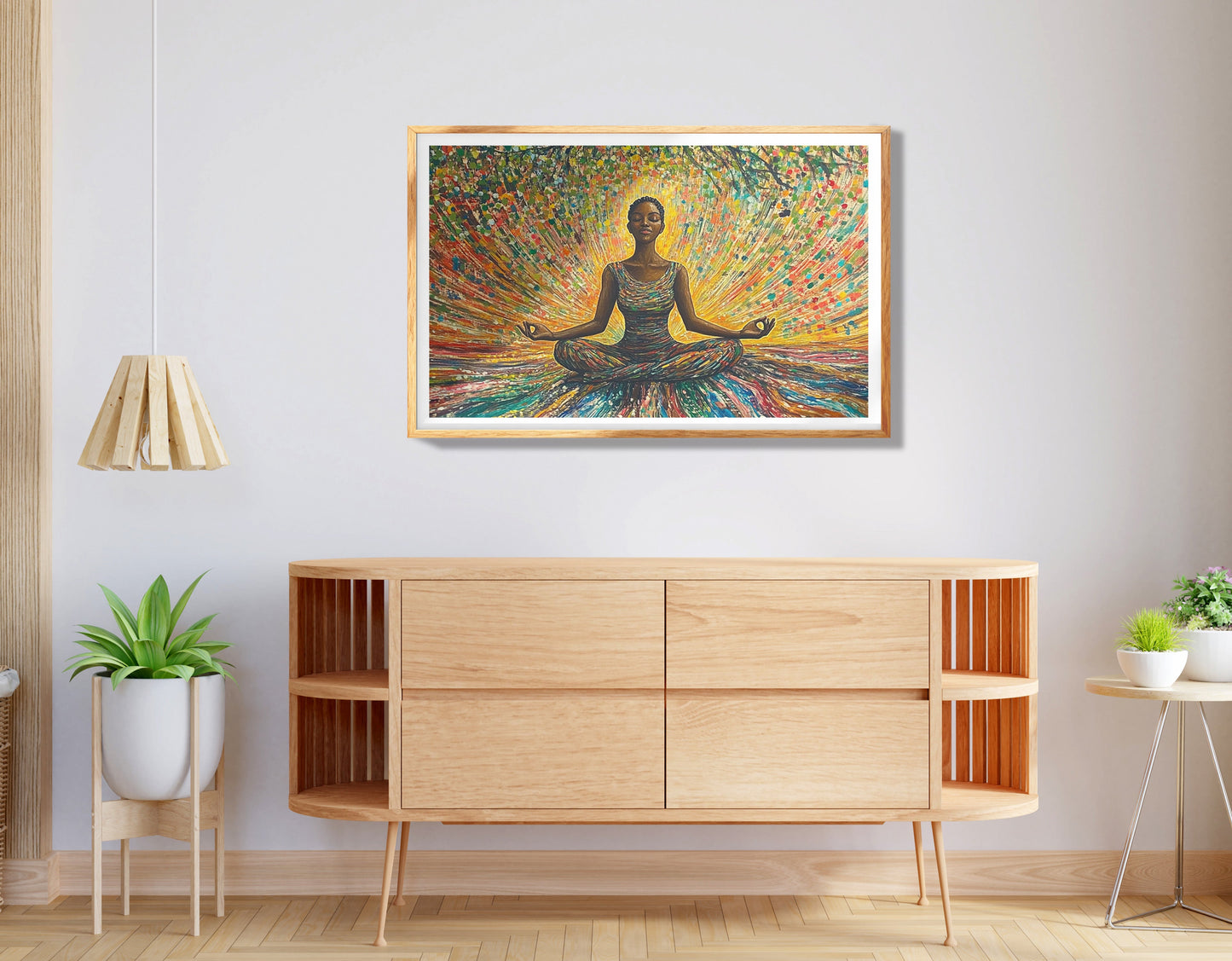 Golden Black Woman Meditation African American wall art view 74