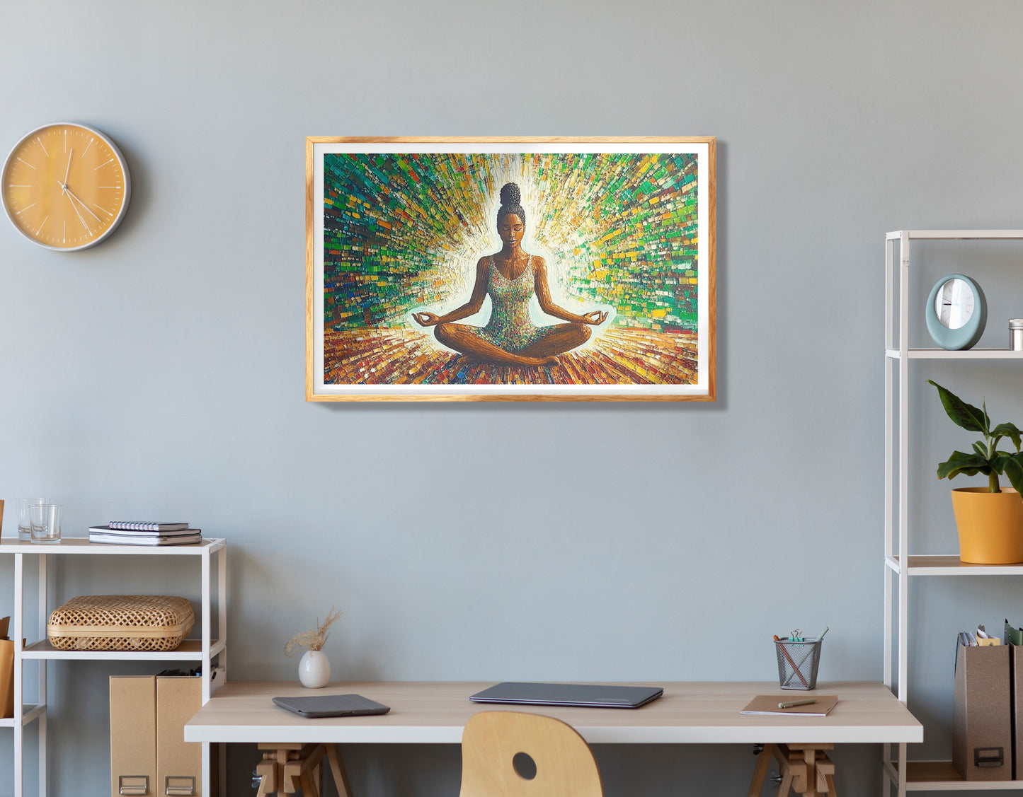 Black Woman Orange Yoga African American wall art view 78