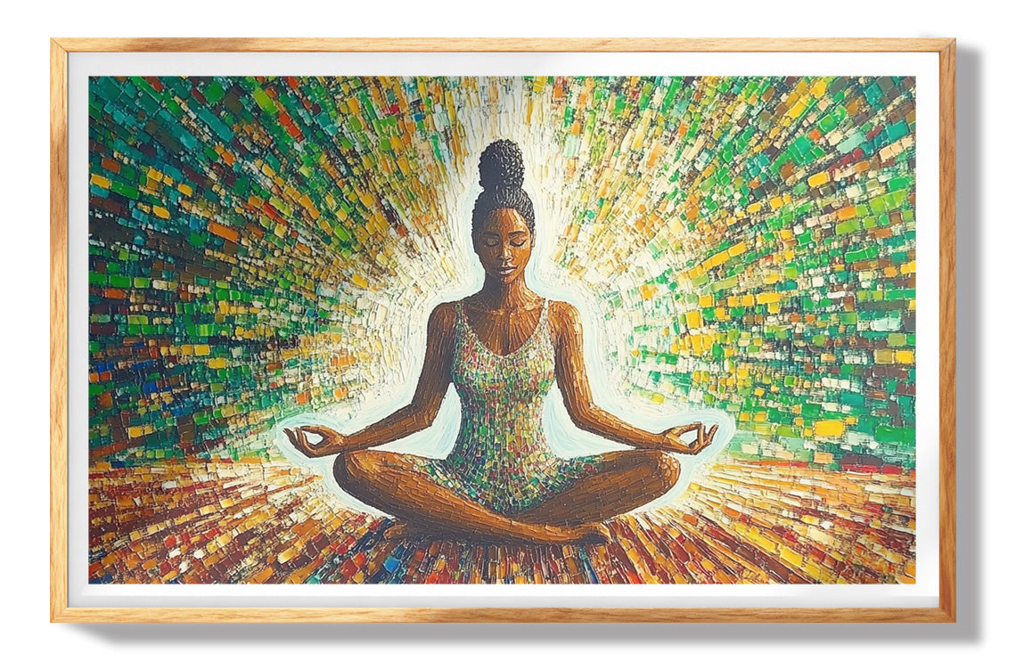 Black Woman Orange Yoga African American wall art view 73