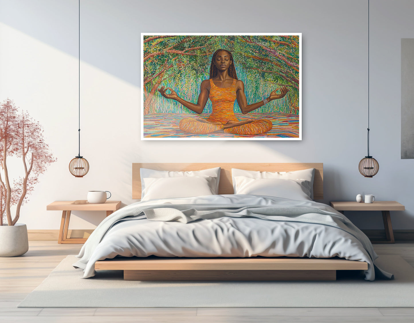 Black Woman Orange Yoga African American wall art artwork view