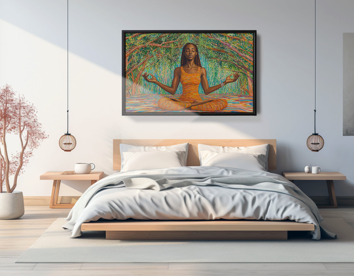 Black Woman Orange Yoga African American wall art view 27