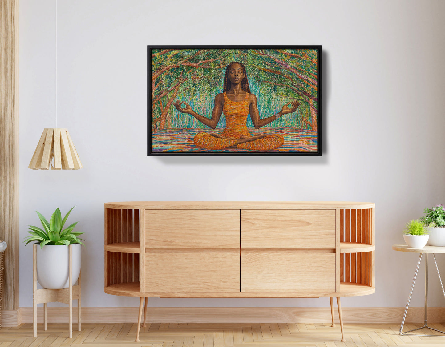 Black Woman Orange Yoga African American wall art view 26