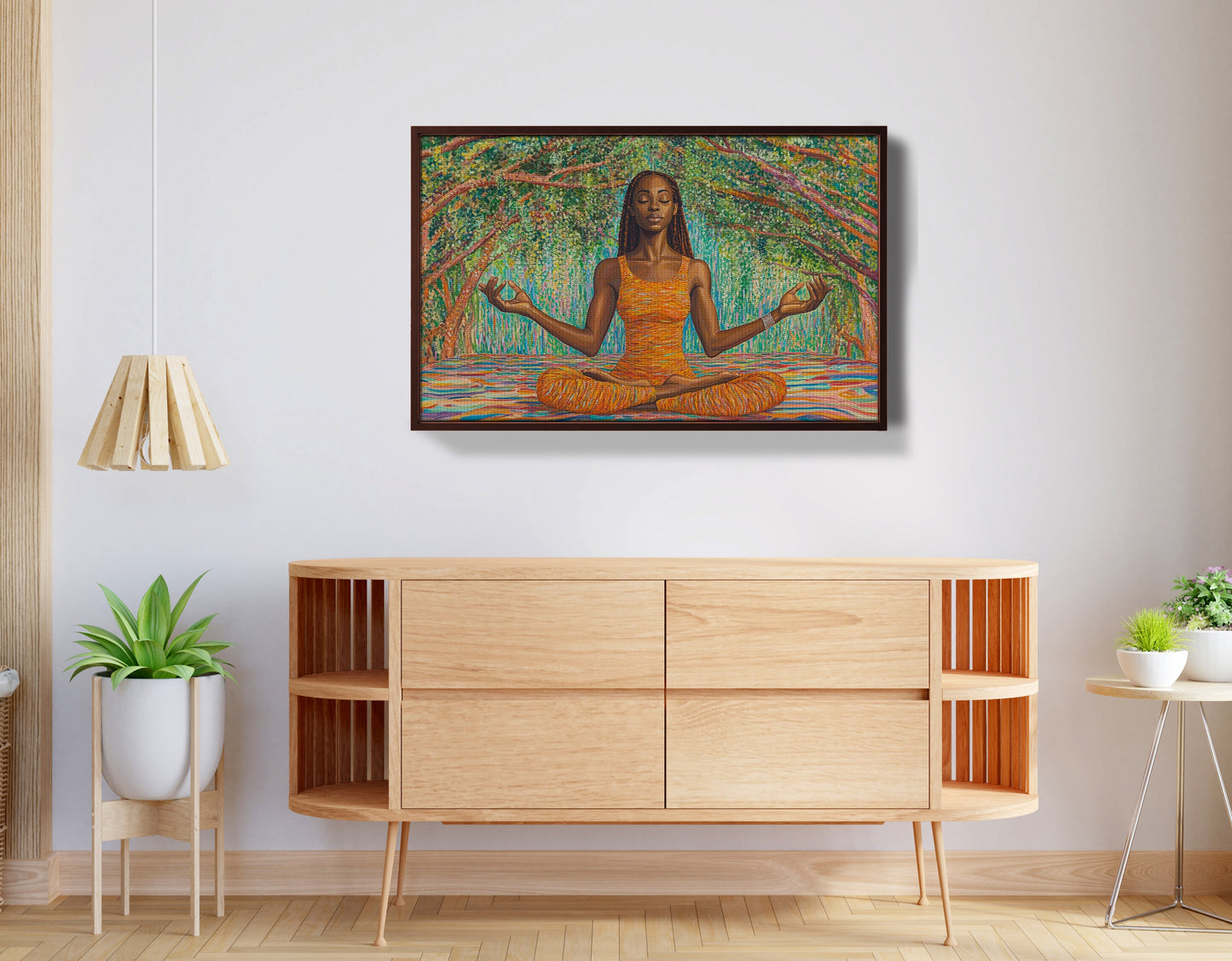 Black Woman Orange Yoga African American wall art view 32