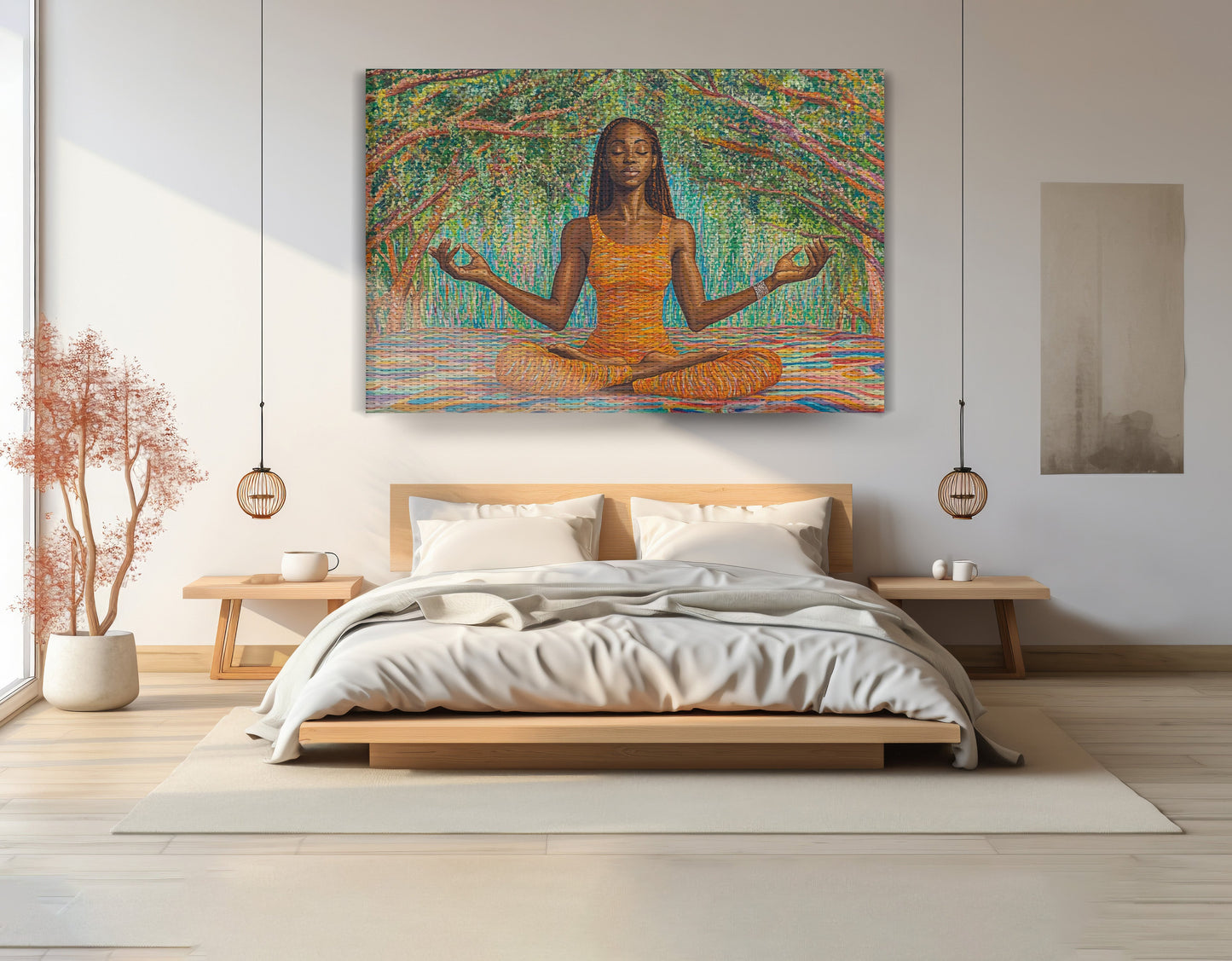 Black Woman Orange Yoga African American wall art view 15