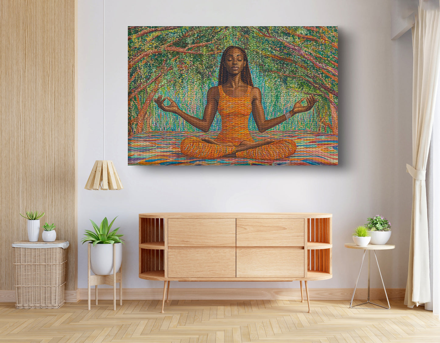 Black Woman Orange Yoga African American wall art view 14