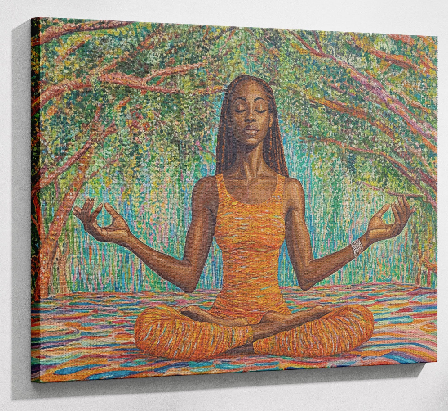 Black Woman Orange Yoga African American wall art view 13