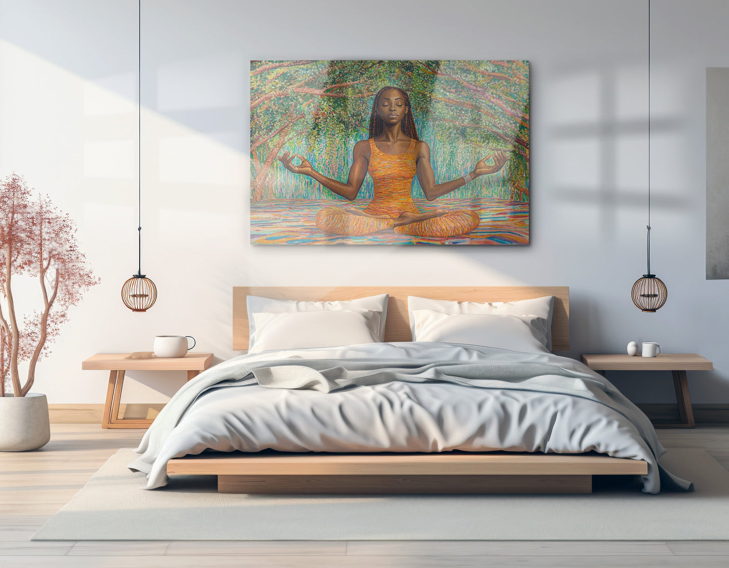 Black Woman Orange Yoga African American wall art view 21