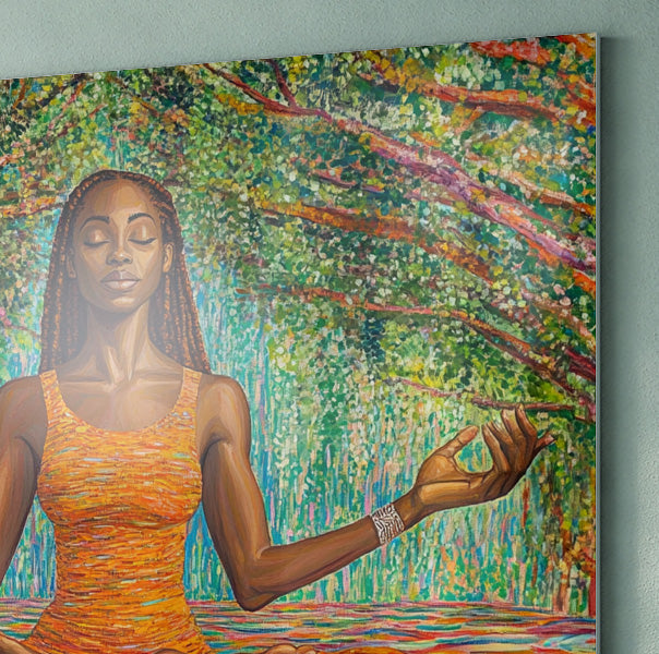 Black Woman Orange Yoga African American wall art view 22