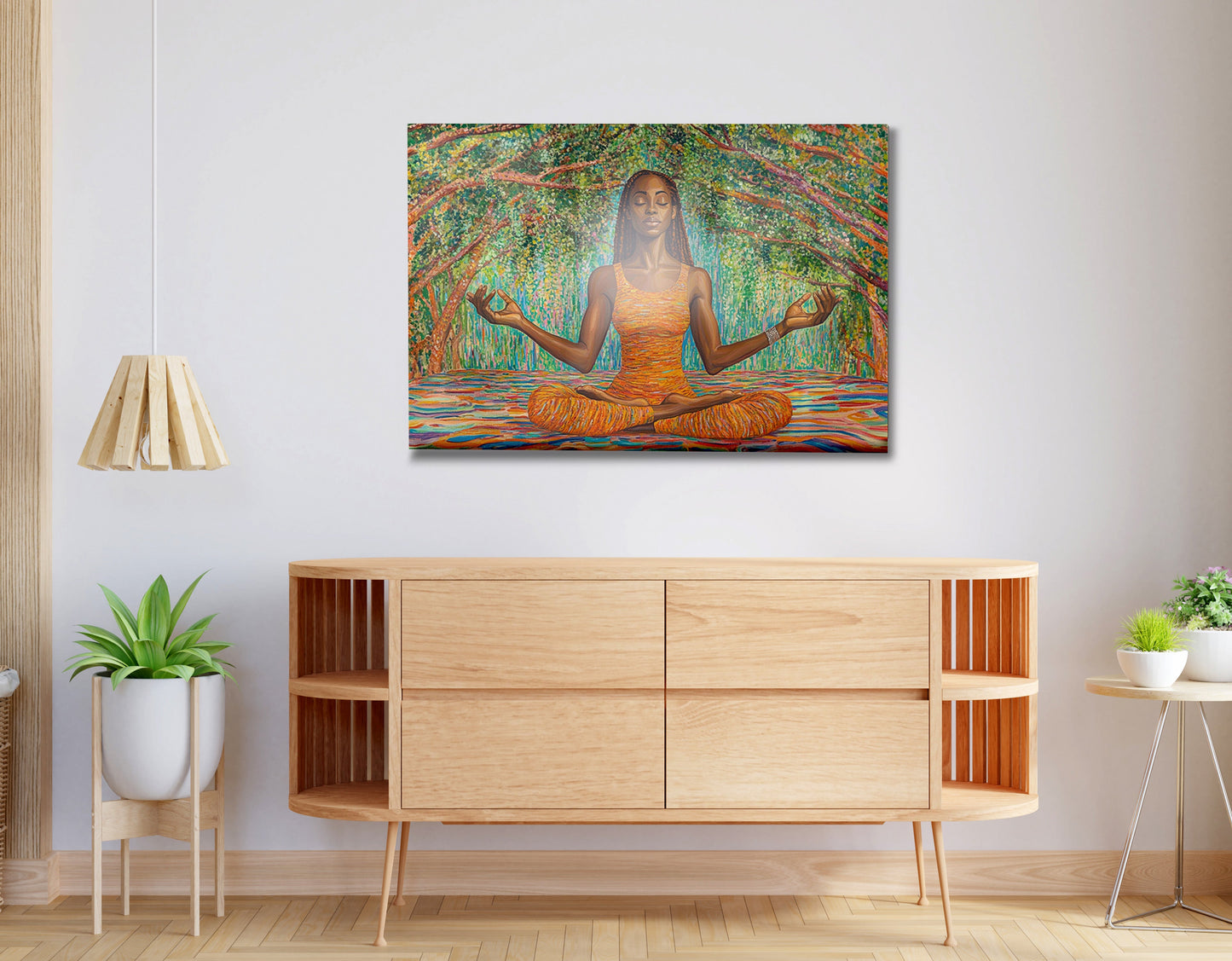 Black Woman Orange Yoga African American wall art view 20