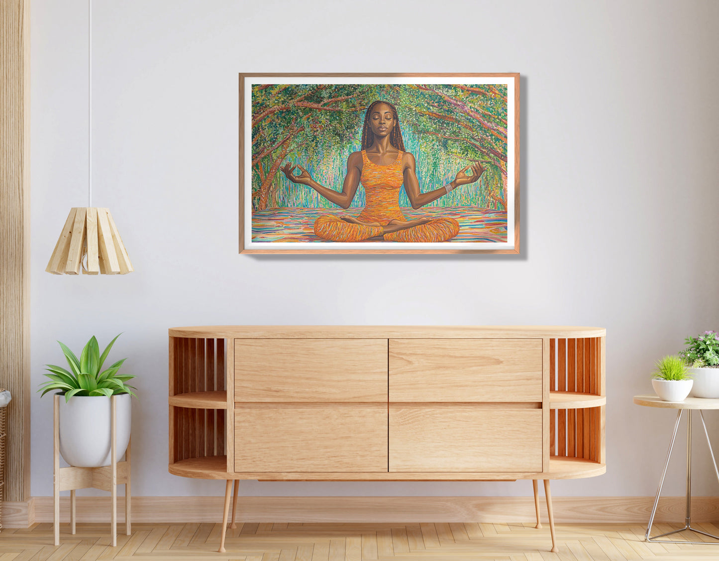 Black Woman Orange Yoga African American wall art view 80