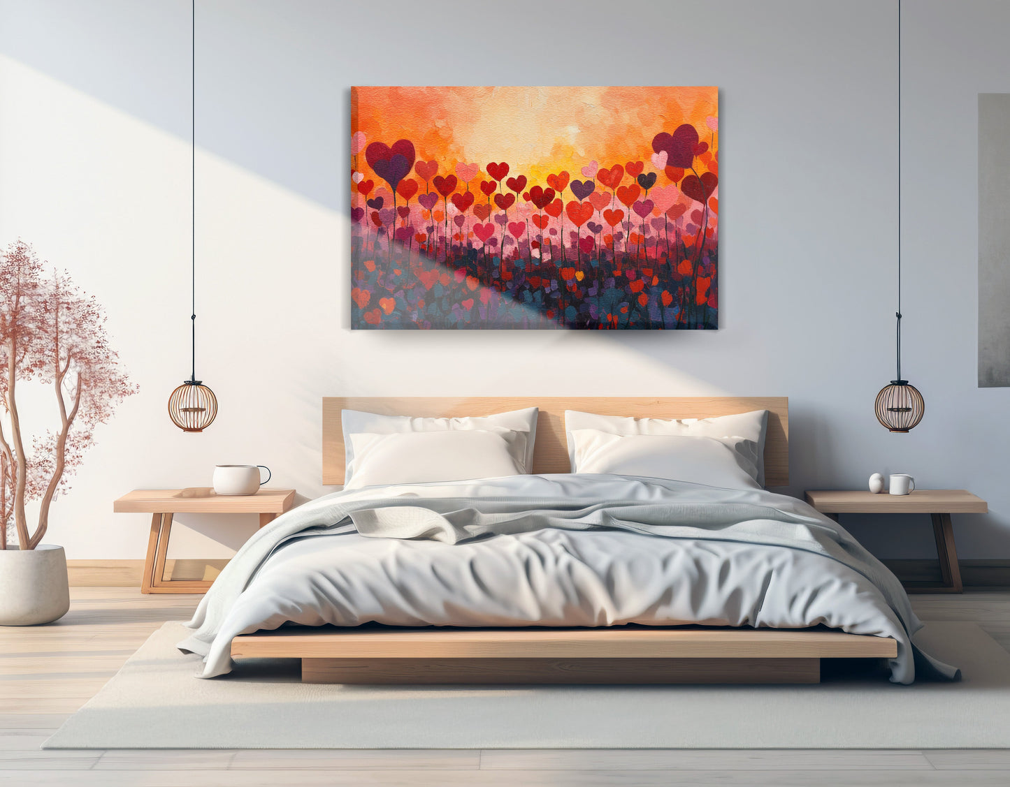 Love Heart Abstract Black African American abstract art displayed as bedroom wall decor