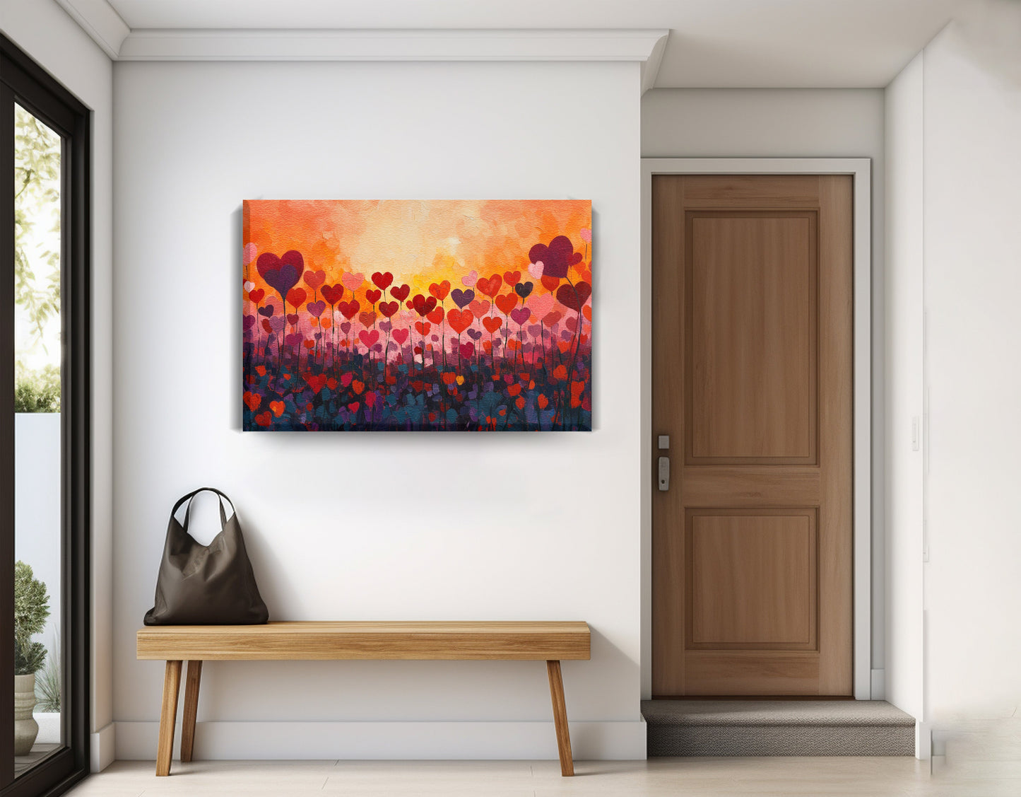 Love Heart Abstract Black African American abstract art displayed as entryway wall decor