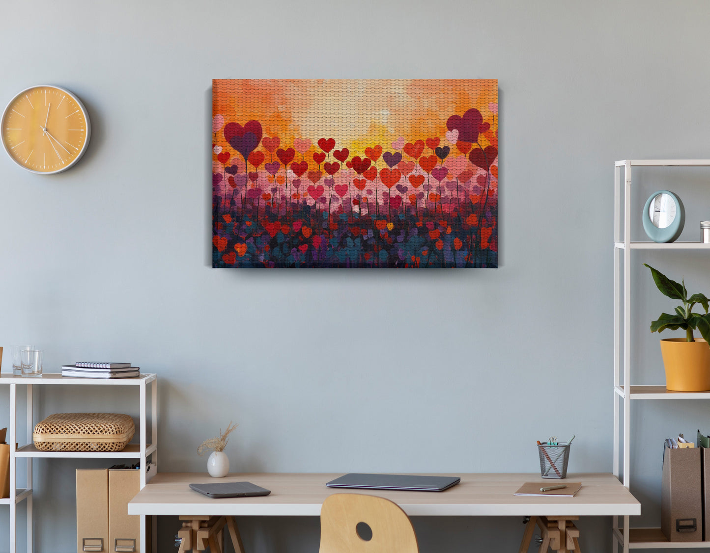 Love Heart Abstract Black African American abstract art displayed as office wall decor