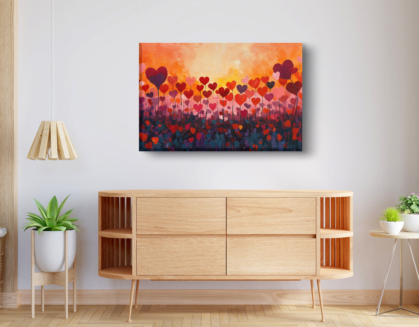Love Heart Abstract Black African American abstract art displayed as living room wall decor