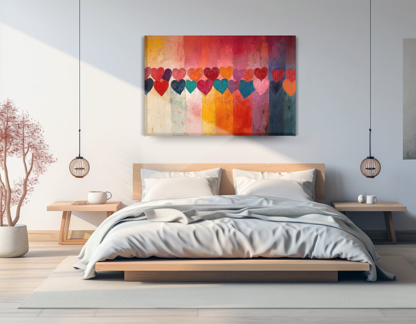 Colorful Heart African American canvas print displayed as bedroom wall decor