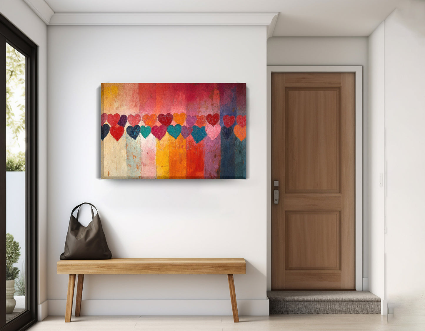 Colorful Heart African American canvas print displayed as entryway wall decor