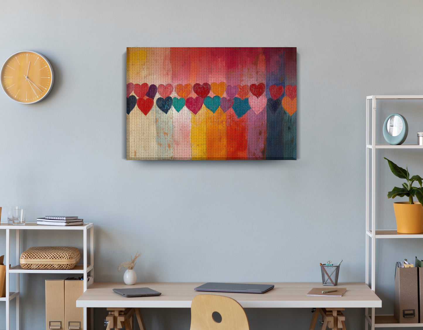 Colorful Heart African American canvas print displayed as office wall decor