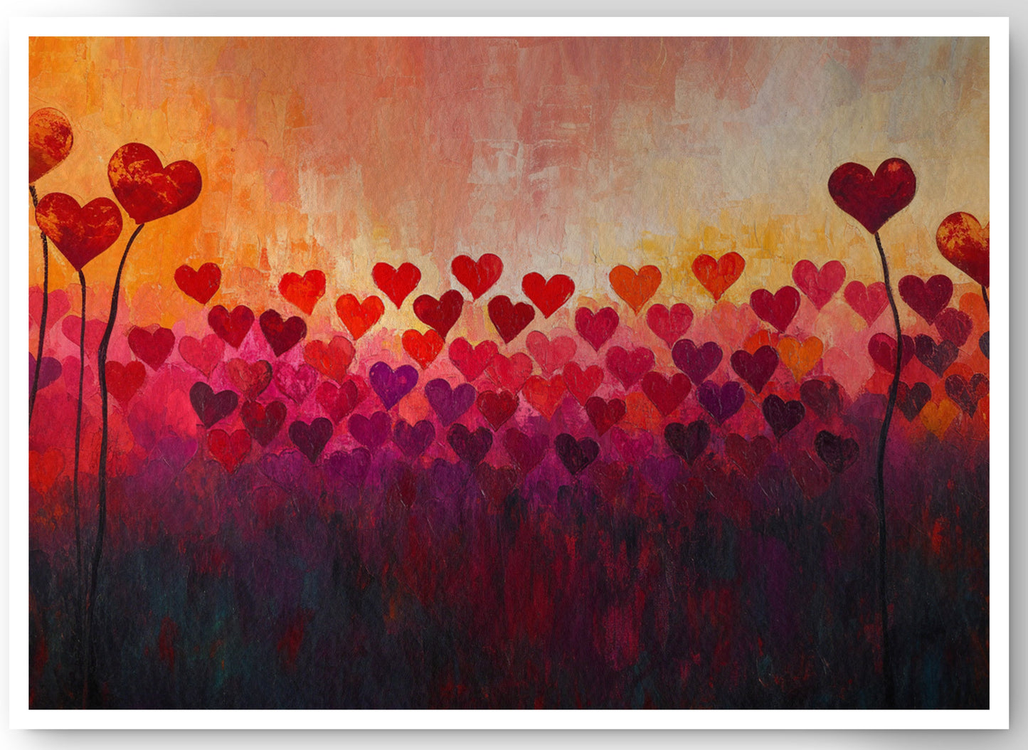 Heart Flower Sunset Black African American canvas print by MoomZee Artwork