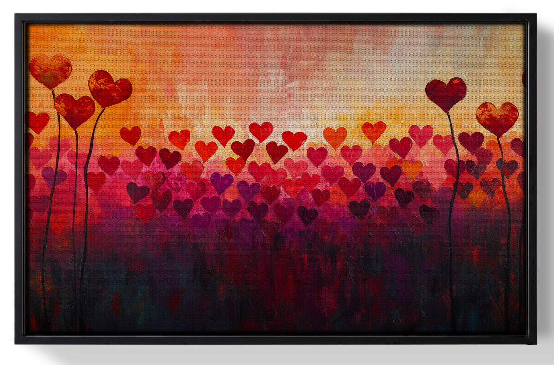 Framed Heart Flower Sunset Black African American canvas print for home decor