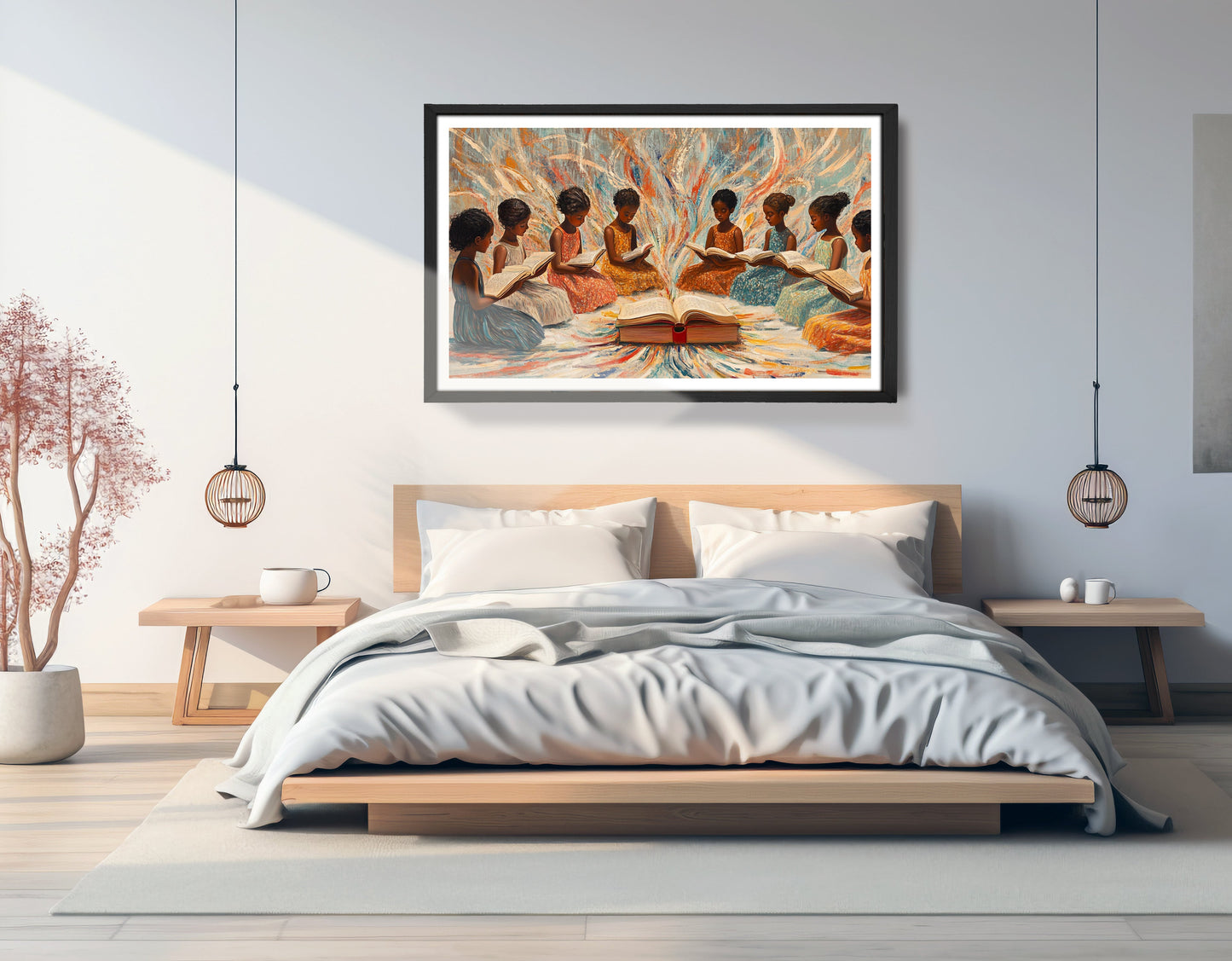 Black Children Reading Circle Black children wall art view 69