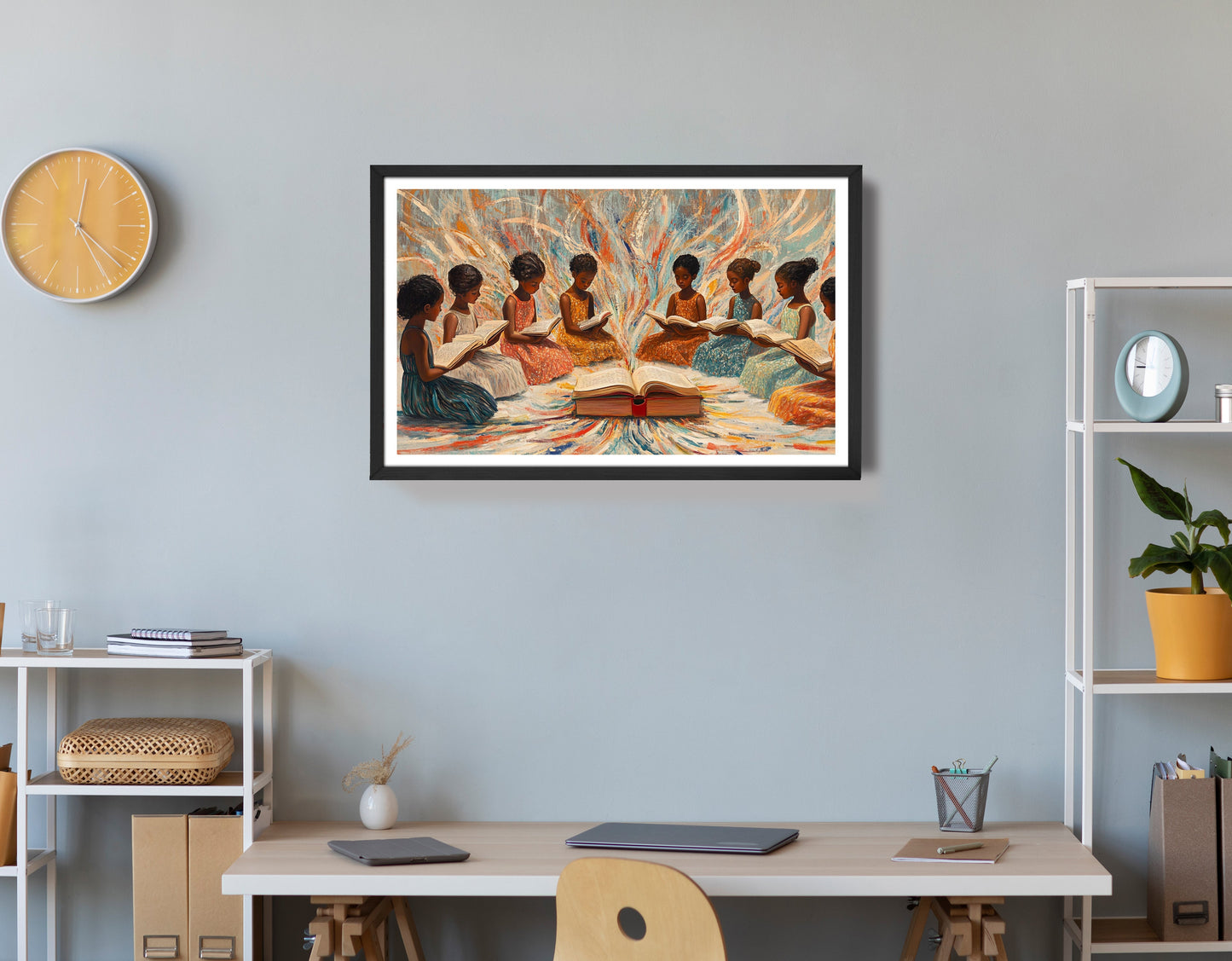 Black Children Reading Circle Black children wall art view 72