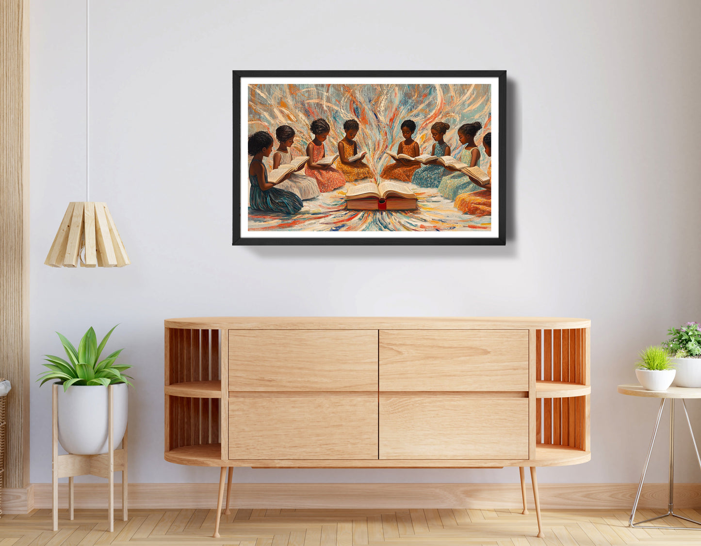 Black Children Reading Circle Black children wall art view 68