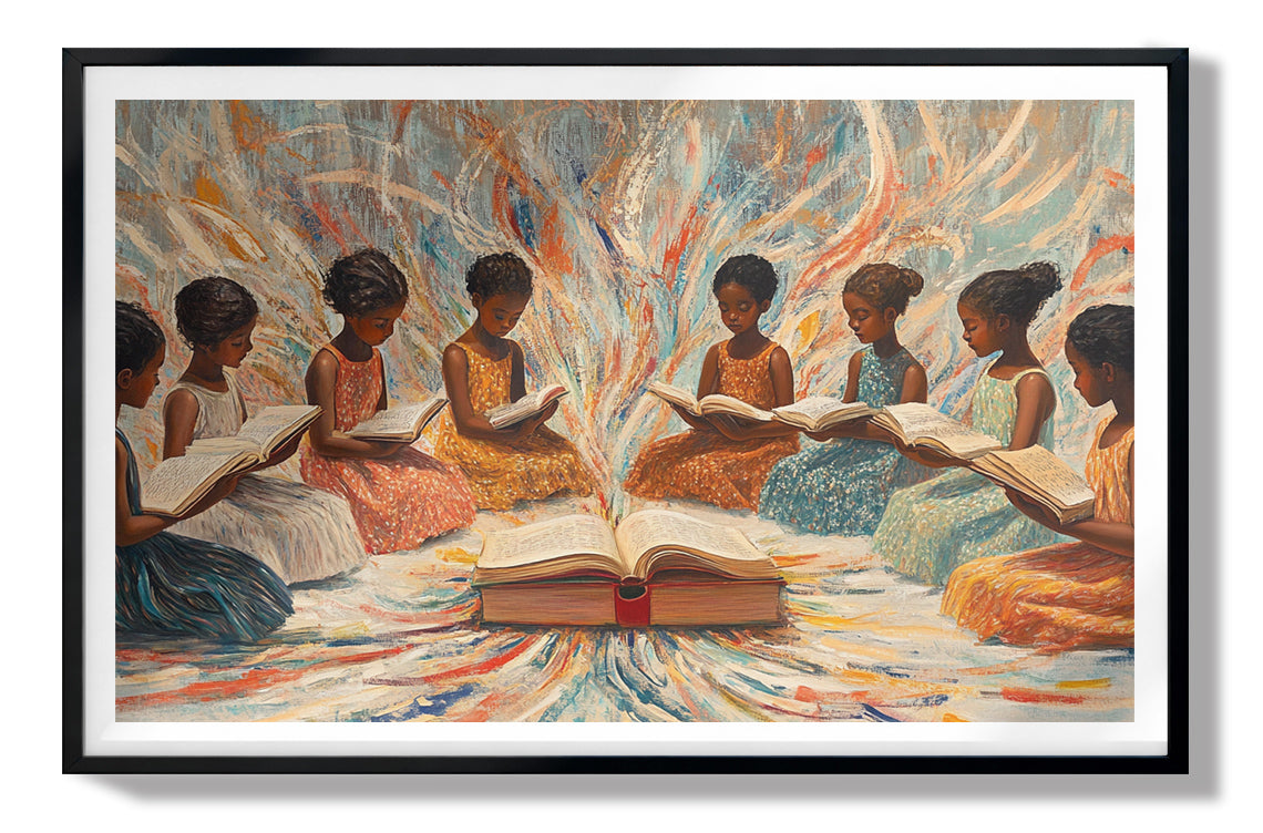 Black Children Reading Circle Black children wall art view 67