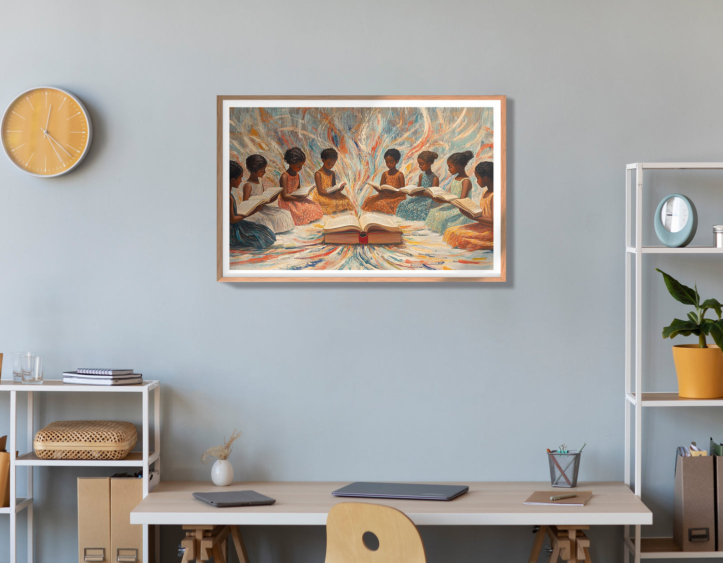 Black Children Reading Circle Black children wall art view 84
