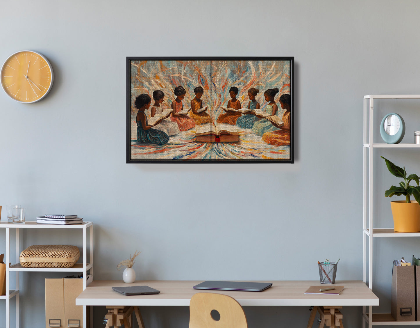 Black Children Reading Circle Black children wall art view 30