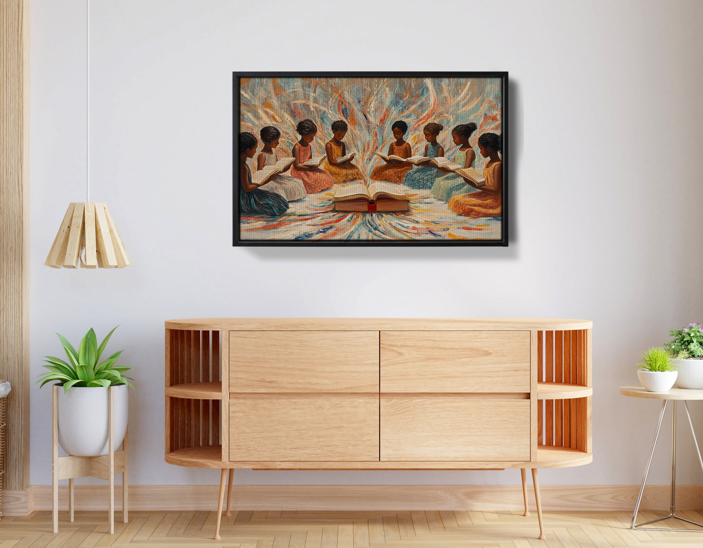 Black Children Reading Circle Black children wall art view 26