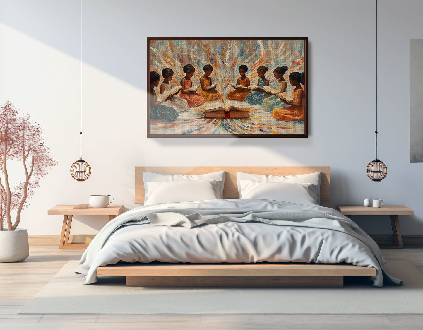 Black Children Reading Circle Black children wall art view 33