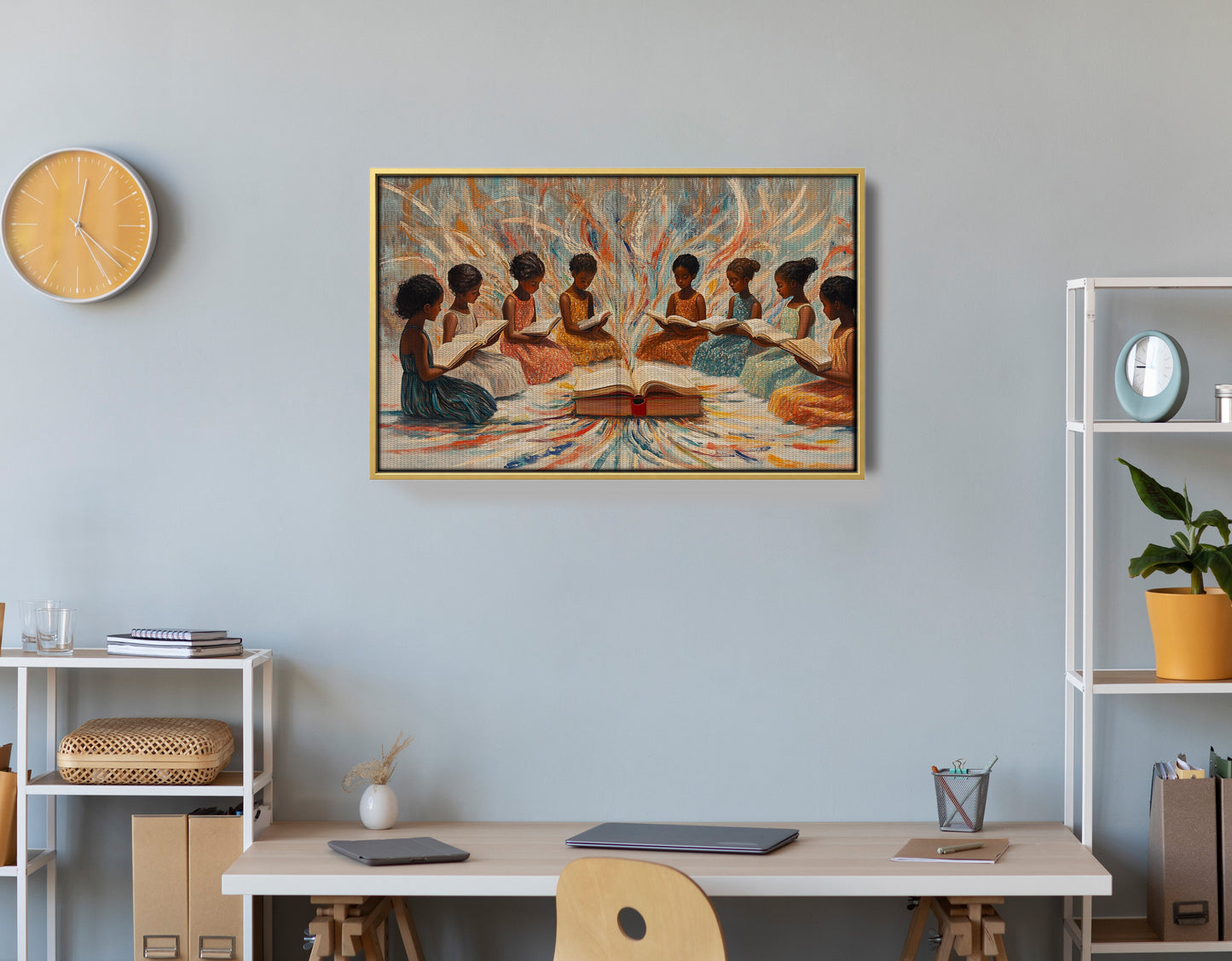 Black Children Reading Circle Black children wall art view 42