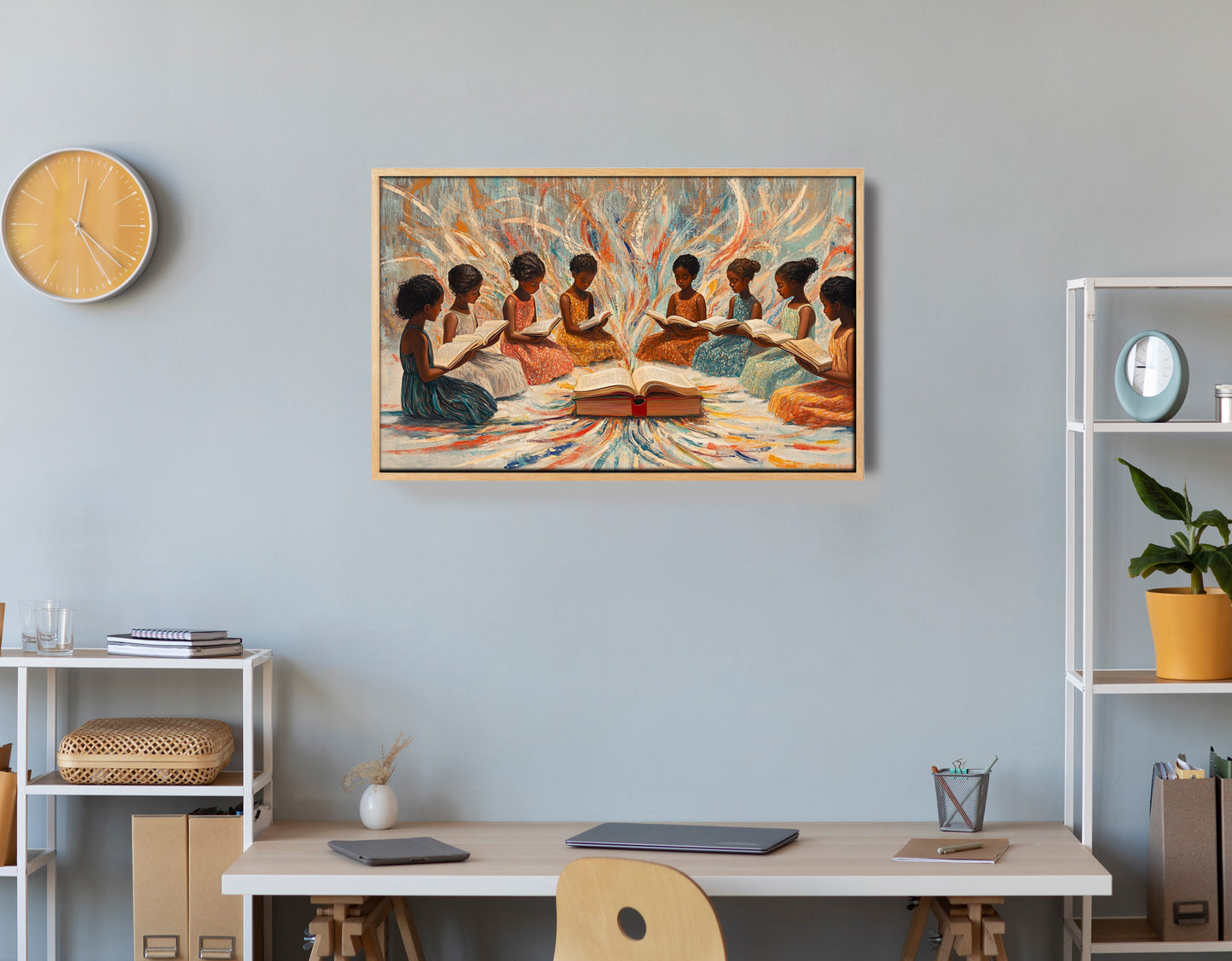 Black Children Reading Circle Black children wall art view 54