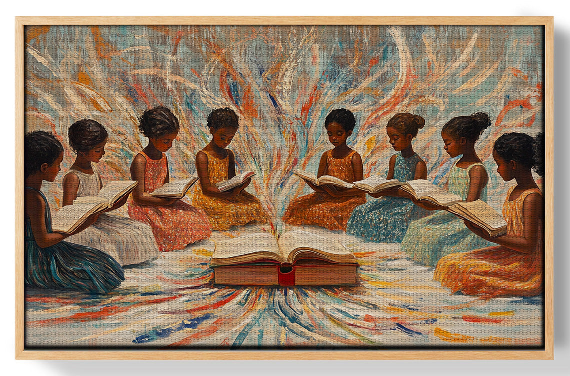 Black Children Reading Circle Black children wall art view 49